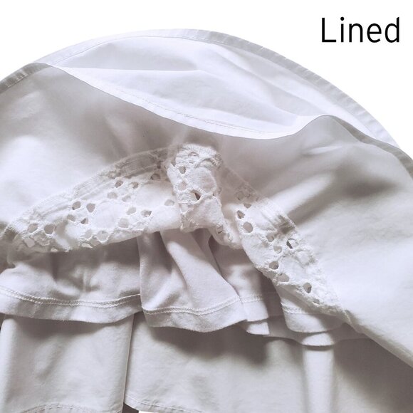 Gianni Bini White 100% Cotton Feminine Fishtail Eyelet Ruffle Hem Skirt M - Picture 7 of 13